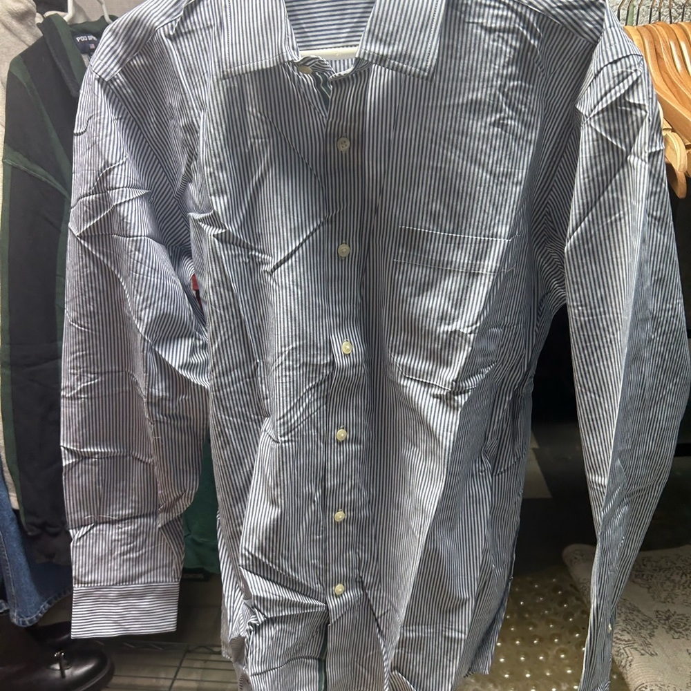Nautica Men's Navy Striped Button Down Shirt